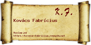 Kovács Fabrícius névjegykártya