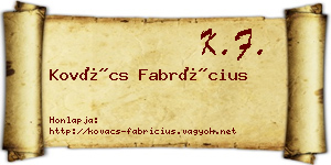Kovács Fabrícius névjegykártya