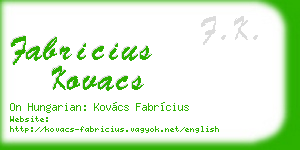 fabricius kovacs business card