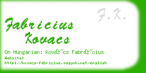 fabricius kovacs business card